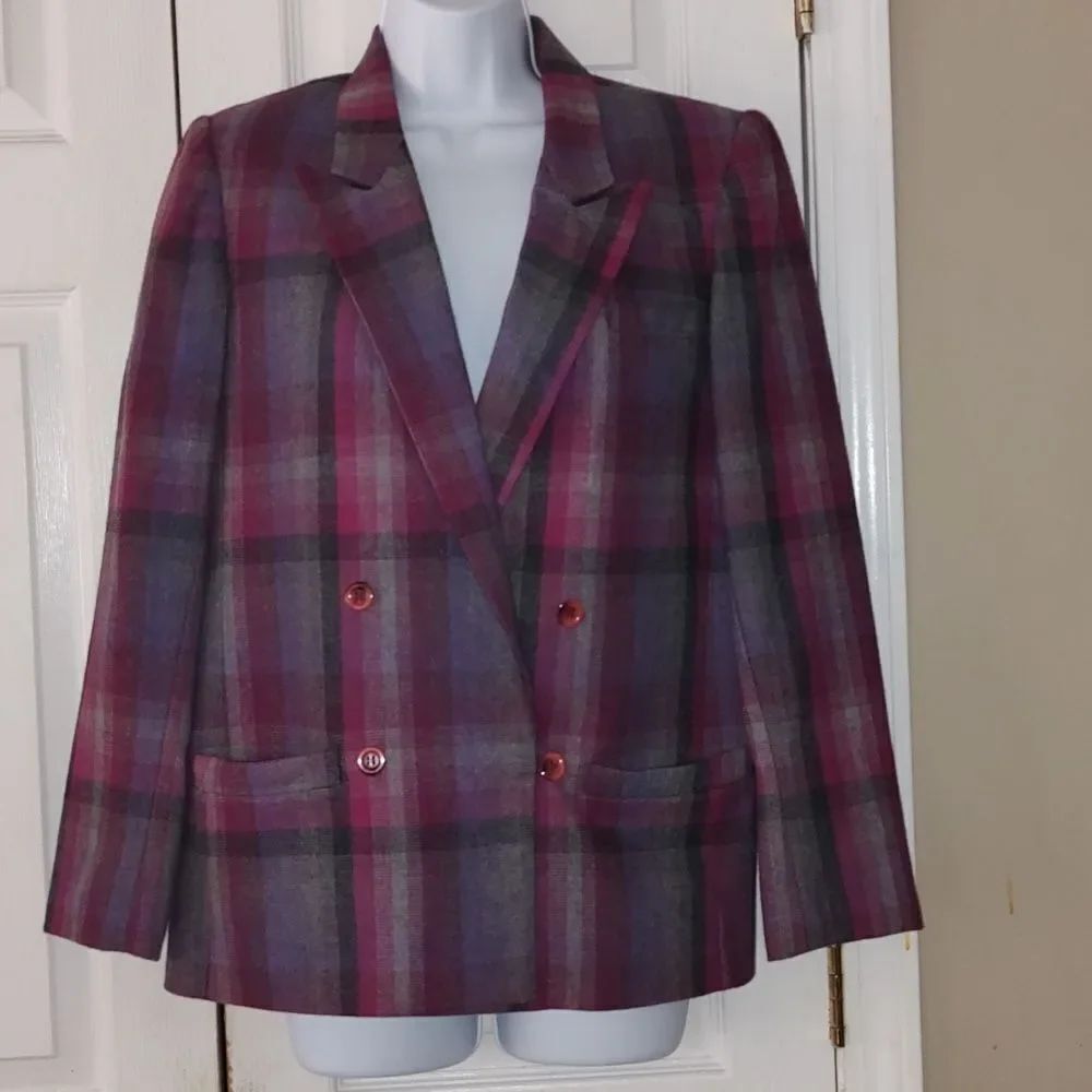 Prato Vintage double breasted  multicolor wool blazer Sz 8
